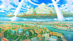 anime village wallpaper, city