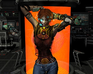 Borderlands female character, cyberpunk, futuristic