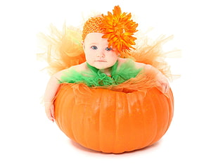 baby's pumpkin costume HD wallpaper