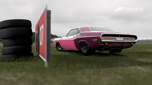 purple and pink muscle car, car, muscle cars, video games, Forza Motorsport HD wallpaper