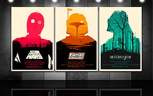 three assorted movie posters, Star Wars, poster, panels, collage