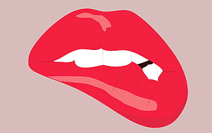red lips illustration, minimalism, digital art, simple background, mouths