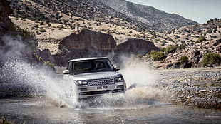 silver Land Rover Range Rover, Range Rover, car, outdoors, vehicle