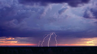 lighting and gray clouds, Thunderbolt, storm, sky, nature