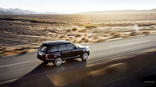 black Land Rover Range Rover SUV, Range Rover, car, road, vehicle HD wallpaper