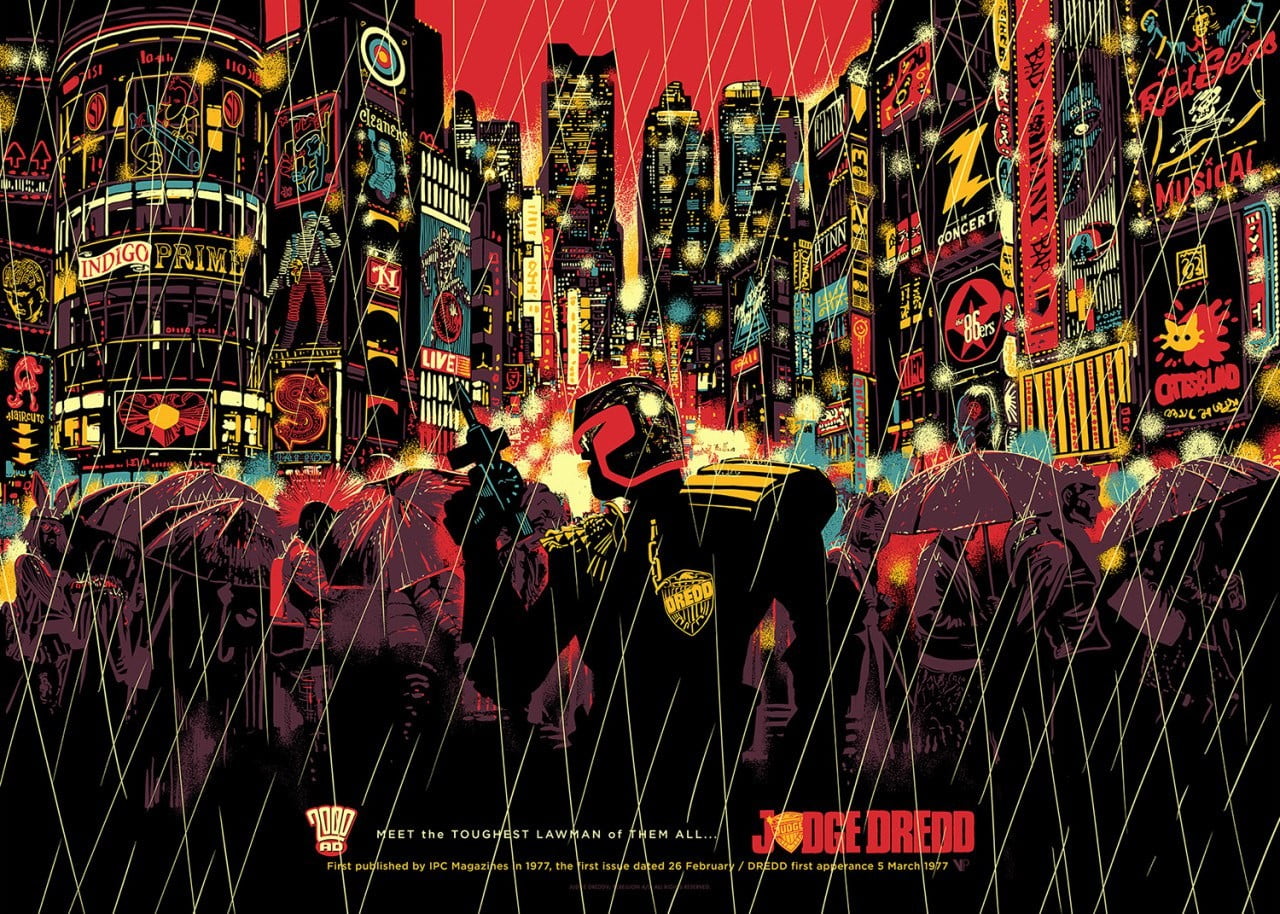 Judge Dredo poster, 2000 AD, Judge Dredd, Dredd, rain