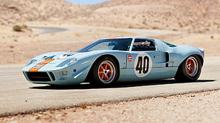 teal coupe, car, sports car, Ford GT40, coupe
