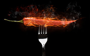 chili paper on fork