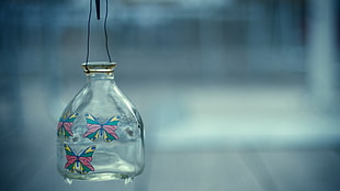 clear glass bottle, closeup HD wallpaper