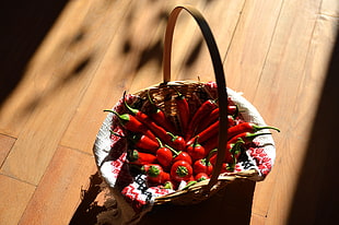 basket of red chili HD wallpaper