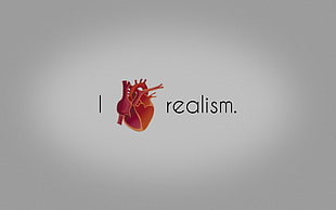 I heart realism text, heart, text HD wallpaper