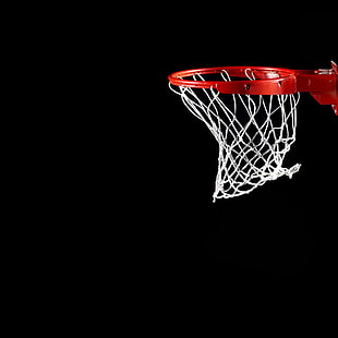 red basketball hoop with white net HD wallpaper