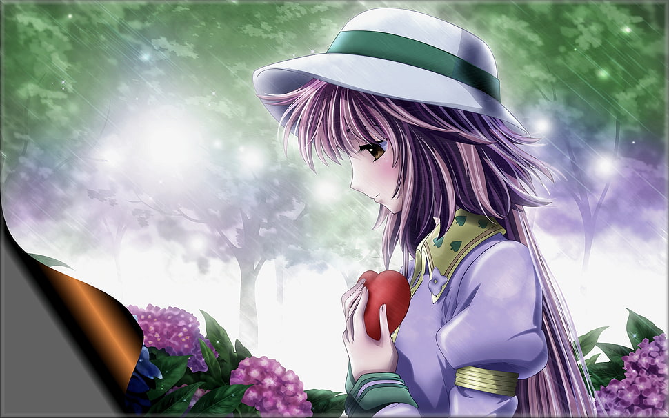 anime girl holding a heart graphics HD wallpaper