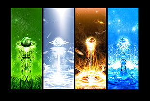 four elements wallpaper, collage, four elements, nature, fire HD wallpaper
