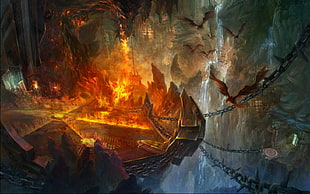 dragons and town digital wallpaper, Aion, video games, fantasy art