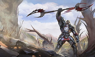 Knight holding spear animated character photograph