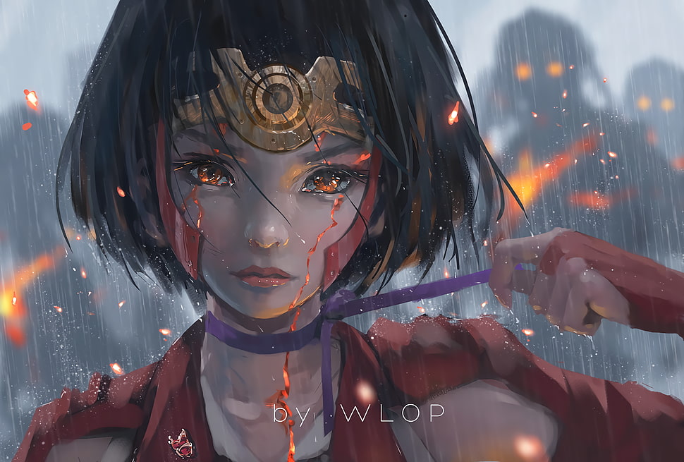 gray haired female anime character illustration, Kabaneri of the Iron Fortress, Mumei, digital art, WLOP HD wallpaper
