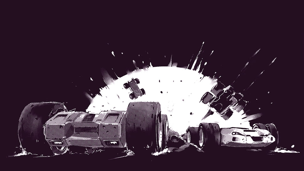 go karts illustration, Grip, racing, car, explosion HD wallpaper