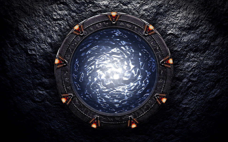 round black and blue portal illustration, Stargate HD wallpaper