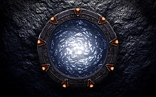 round black and blue portal illustration, Stargate
