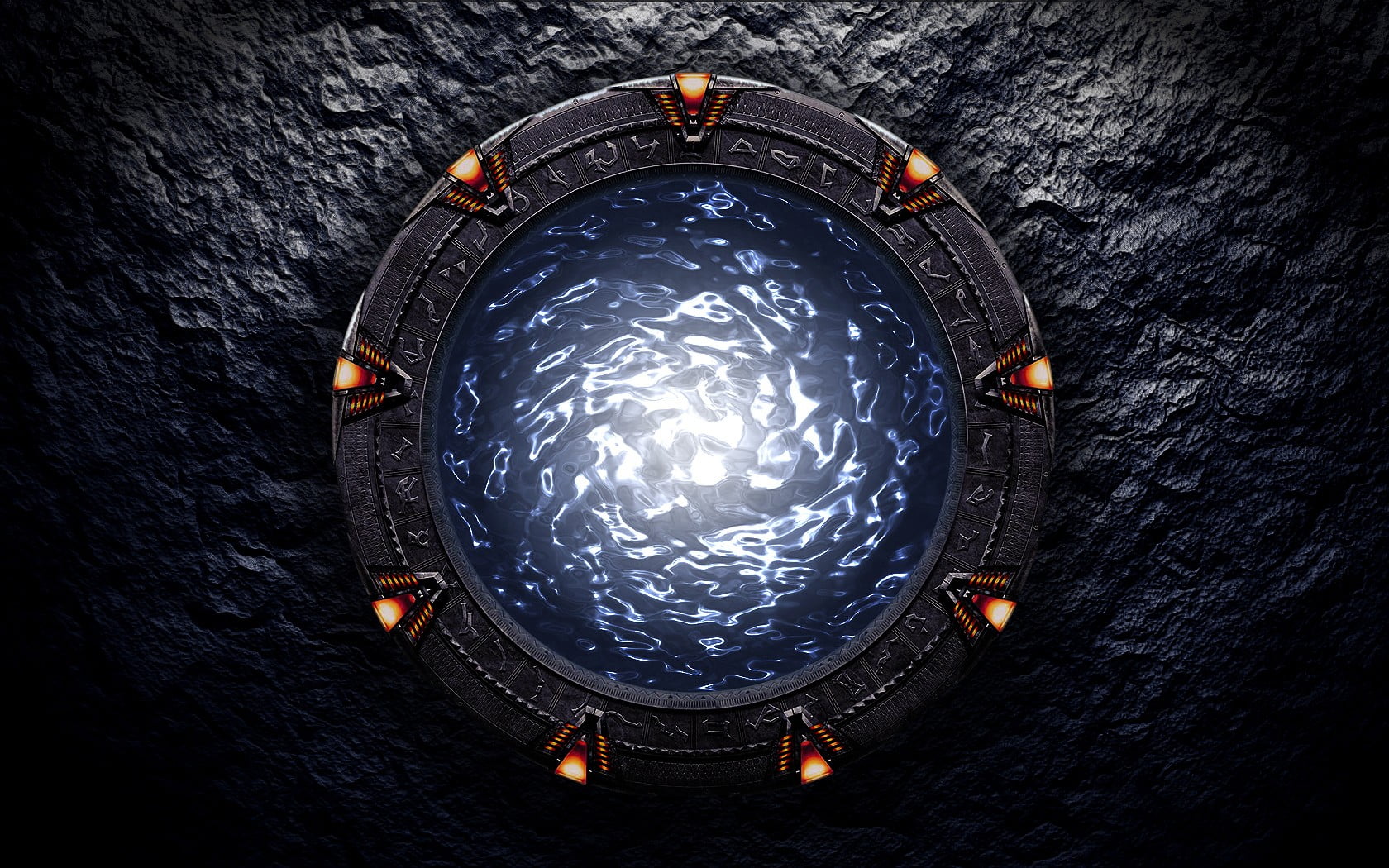 round black and blue portal illustration, Stargate