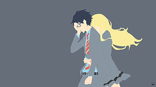 man and woman in walking gesture illustration, Shigatsu wa Kimi no Uso, Miyazono Kaori, Arima Kousei, minimalism
