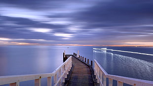 white and brown wooden sea dock, sunset, dock, pier, sea