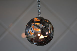 silver-colored keys pendant, metal, keys, ball, lights HD wallpaper