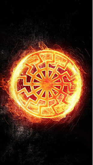 round red and yellow HD wallpaper, gears