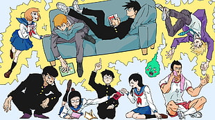 anime characters digital wallpaper, Mob Psycho 100, Kageyama Shigeo, Kageyama Ritsu, Ekubo