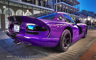 purple and black Dodge Viper coupe, car, Dodge Viper