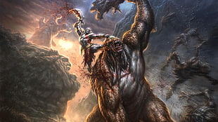 God of War video game screenshot, digital art, fantasy art, artwork, ancient