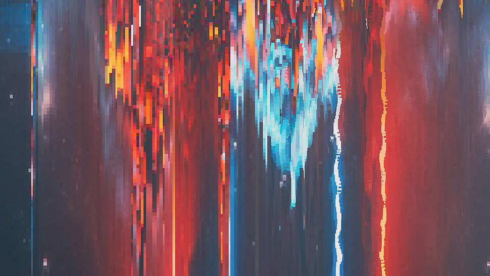 blue and red abstract painting, glitch art, abstract, pixels HD wallpaper