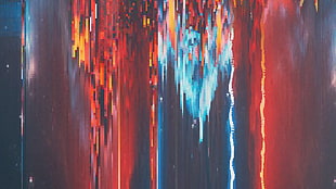 blue and red abstract painting, glitch art, abstract, pixels