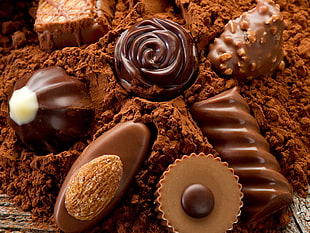 assorted chocolates on cake