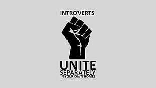 Introverts Unite logo, minimalism, humor, quote, introvert