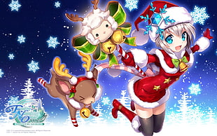 anime character Christmas poster, anime, Santa costume, Christmas, Finding Neverland Online