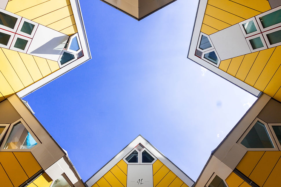 yellow house building artwork HD wallpaper