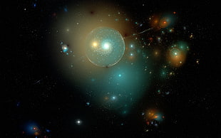 galaxy illustration, universe, artwork HD wallpaper