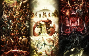 illustration of gods, The Legend of Zelda, Link, Zelda, Ganondorf HD wallpaper
