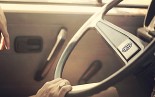 black Volkswagen car steering wheel, Volkswagen, classic car, car interior, steering wheel HD wallpaper