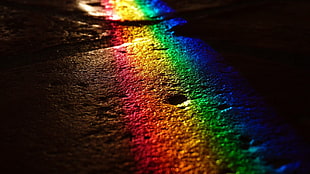 green and purple abstract painting, depth of field, rainbows, concrete, sidewalks HD wallpaper