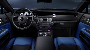 car interior with blue leather car seat cover