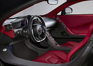 red and black car interior HD wallpaper