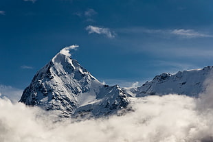white mountain, nature, landscape, winter, clouds HD wallpaper