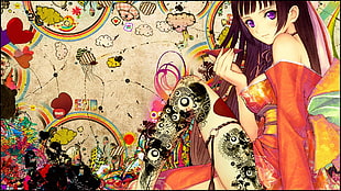 multicolored female anime character wallpaper HD wallpaper