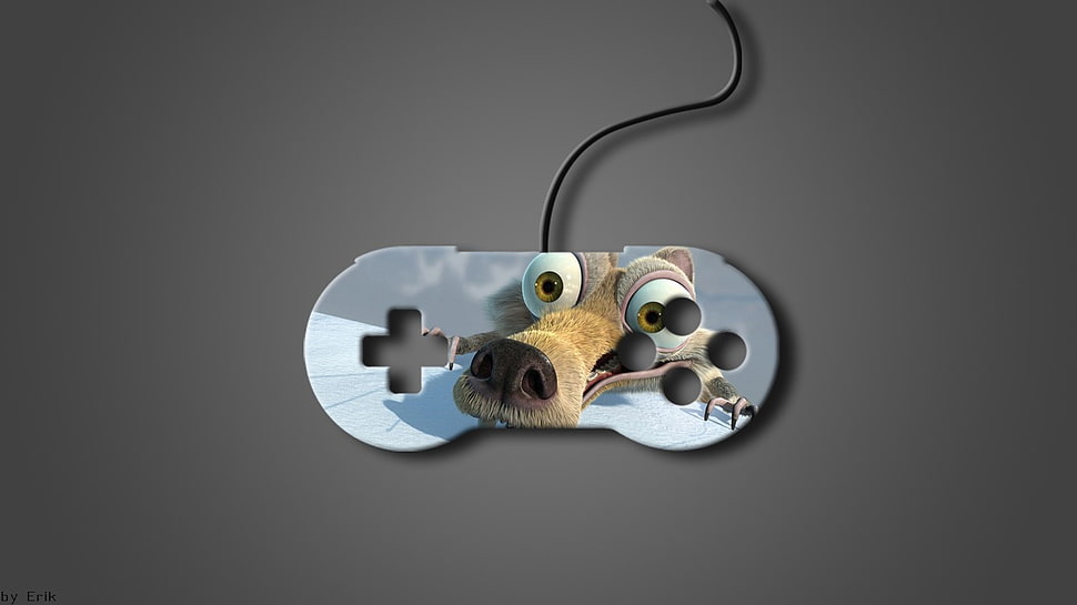 white and black skull print hand spinner, Ice Age, squirrel, gray, controllers HD wallpaper
