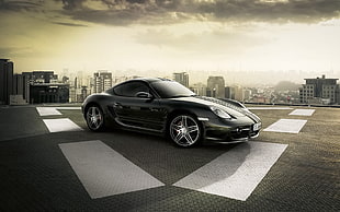 black coupe, car, Porsche, vehicle, Porsche Cayman S HD wallpaper