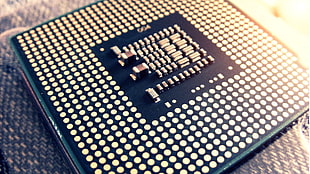 gold and green computer CPU, processor, CPU, computer, technology