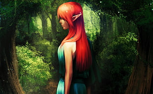 red hair elf painting